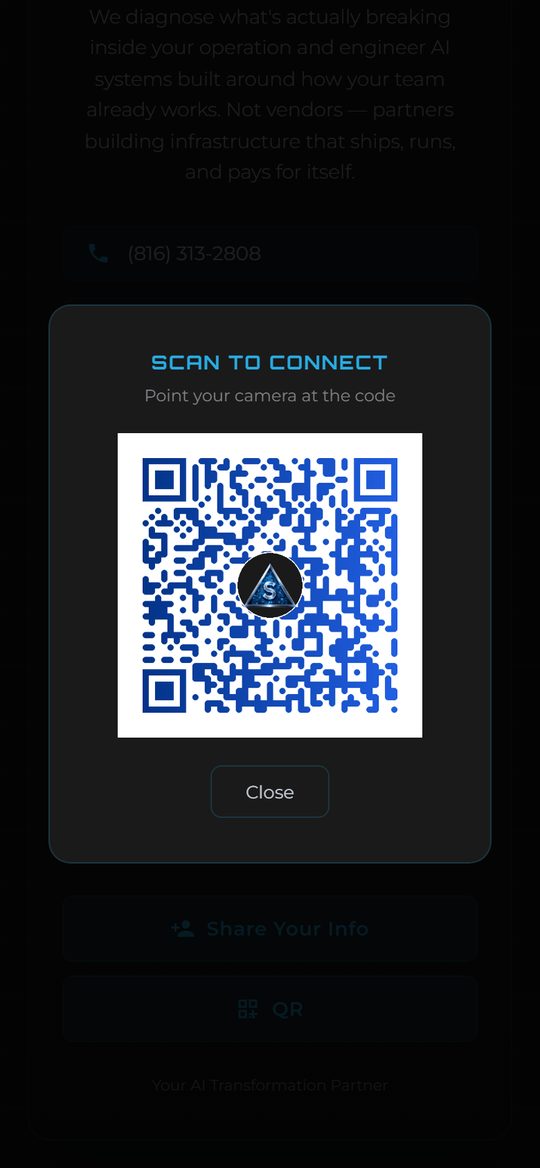 The same card showing its QR code for someone to scan.